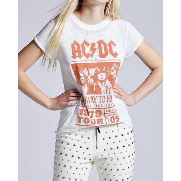 NEW RECYCLED KARMA ac/dc highway to hell burnout tee in white - Picture 1 of 3